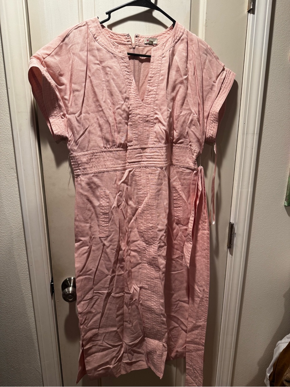 Daniel Cremieux Pale Pink Tie-Waist Midi Dress